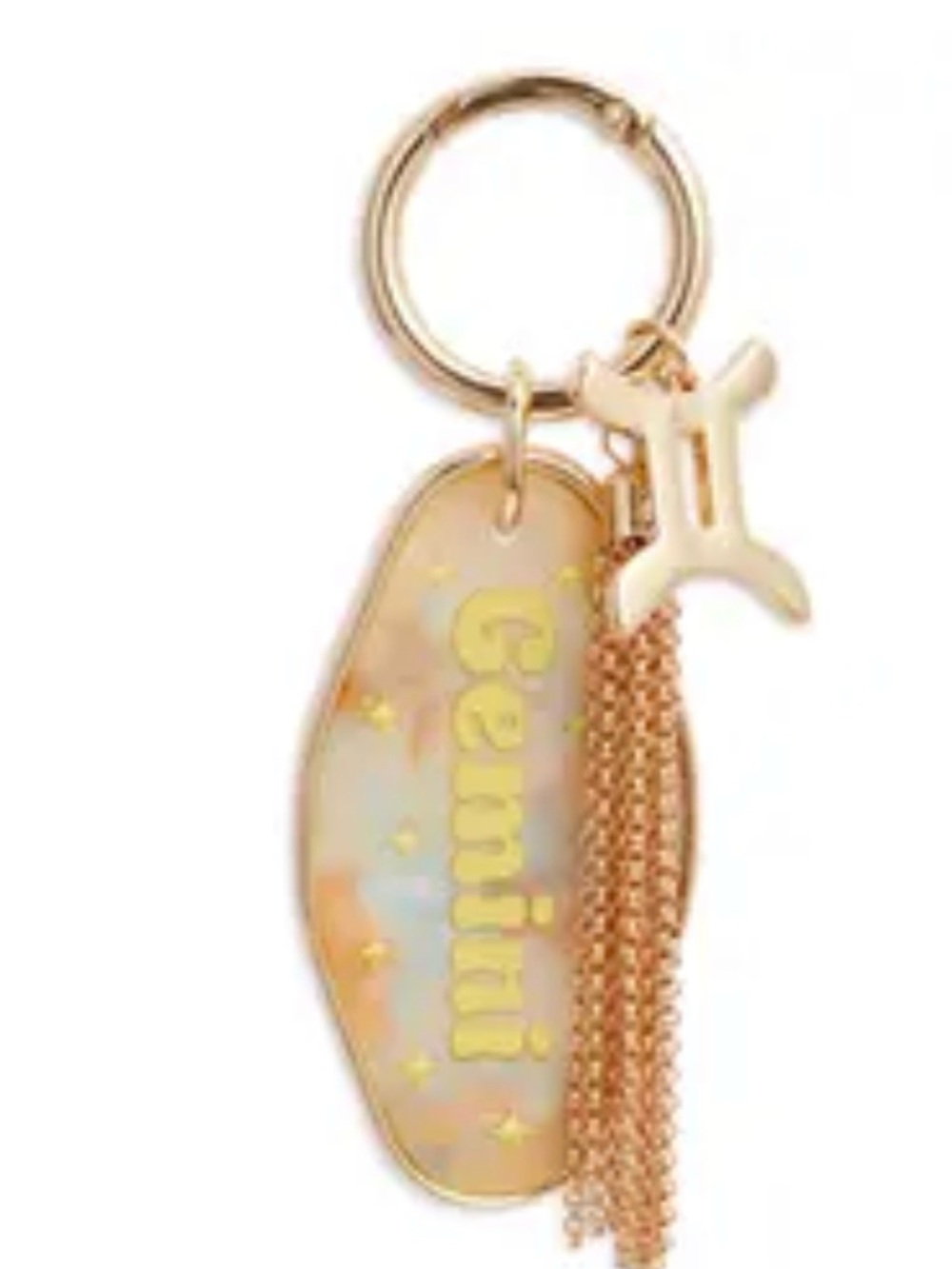 Gemini Zodiac Gold Tassel Keychain - Women Accessories